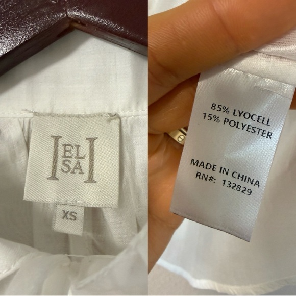 NWOT Helsa Poet Blouse White Sheer Romantic Tie Neck Top XS Chic Spring Break - Picture 9 of 9